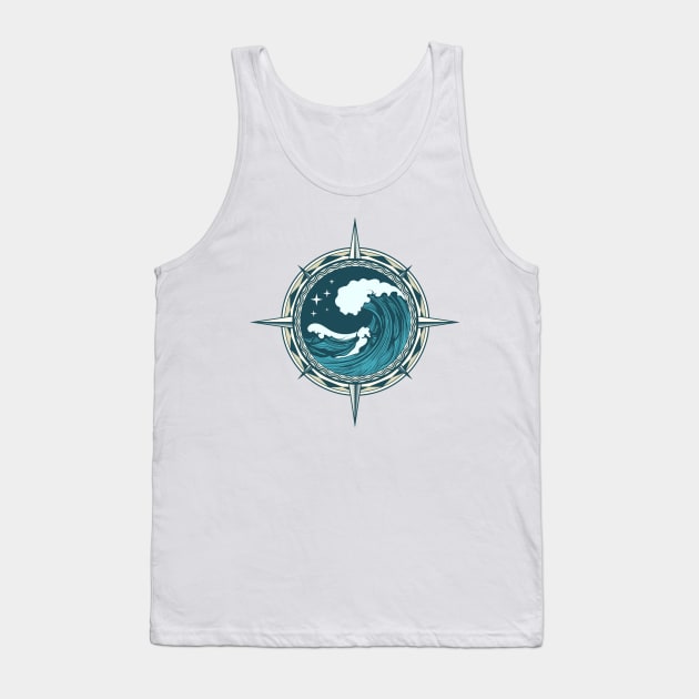 Retro Compass Nautical Emblem Tank Top by devaleta